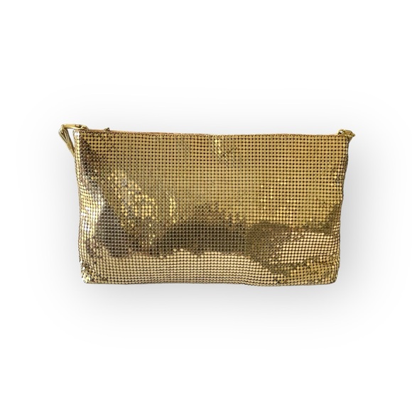 Vintage: Whiting Davis 𖣴 Metal Mesh Convertible Crossbody Clutch Bag 𖣴 Gold 𖣴 - Picture 6 of 16
